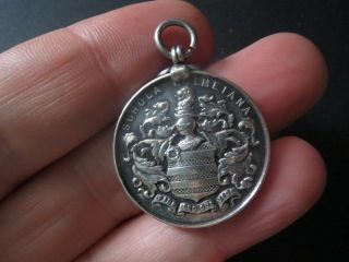 A Very Rare Equestrian Sport Silver Fob Medal,  1920.  The Holmes Coat Of Arms.
