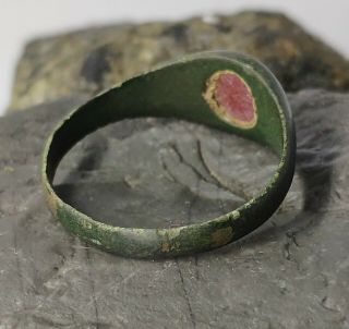 Ancient Bronze Ring with red insert 3