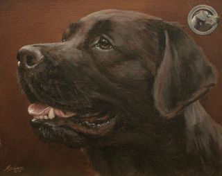 Black Labrador Retriever Dog Oil Painting By Master Artist John Silver