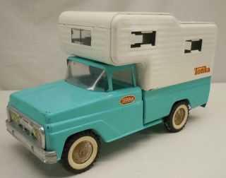 Vintage Tonka Pressed Steel Turquoise & White Camper Pick Up Truck 530 1963