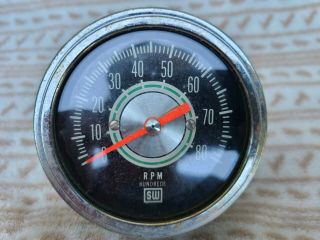 Vintage Stewart Warner Standalone Tachometer 3 3/8 Green Line 8000 Rpm Sweet