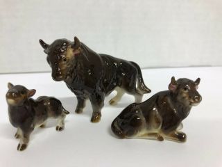 Vintage Miniature Buffalo Family Porcelain China Figurines