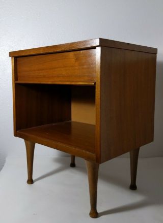 Vintage Mid Century Modern Nightstand - End Table Dovetailed Drawer Tapered Legs 2