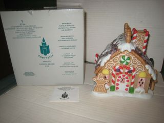 Vintage Partylite Ceramic Gingerbread House Tealight Candle Holder; P7304,  Box