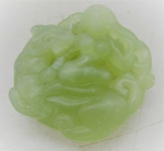 Old Chinese Qing Dynasty Jade Stone Carved Erotic Statuette
