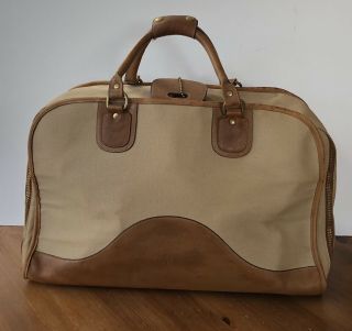 Vintage Ghurka Marley Hodgson No.  21 The Traveler L Bag Khaki Twill Leather