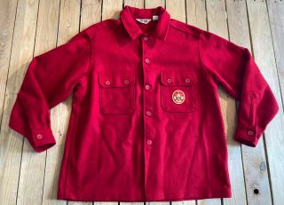 Vintage Boy Scouts Of America Men’s Official Wool Jacket Burton Up Size L Red