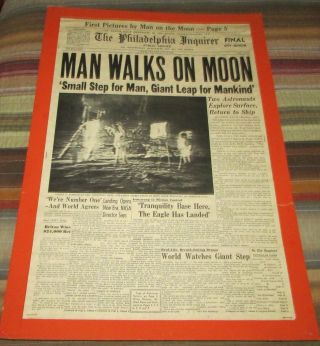 Man Walks On Moon July 21 1969 Philadelphia Inquirer Page 5 The Eagle Has Landed