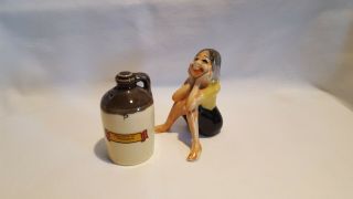 Vintage Hillbilly Drunk Woman Moonshine Jug Salt And Pepper Shakers