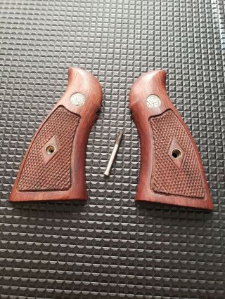 Vintage Smith & Wesson " N " Frame Diamond Grips.  Factory Square Butt.
