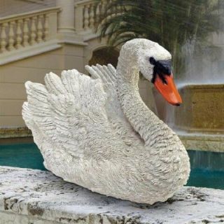 Realistic Graceful Swan Sculpted Plumage Sculpture Home Garden Statue