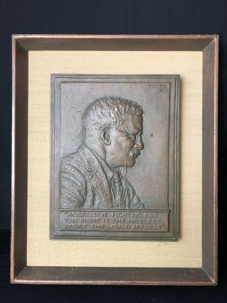 1920 Theodore Roosevelt Cast Bas - Relief By James Earle Fraser Framed