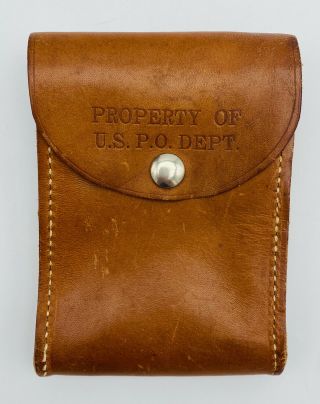 Vintage Brown Leather Postman U.  S.  Post Office Leather Pouch Usps Note Card