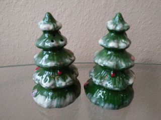 Vintage 50 ' s Kreiss Christmas Tree Salt and Pepper Shaker Set 2