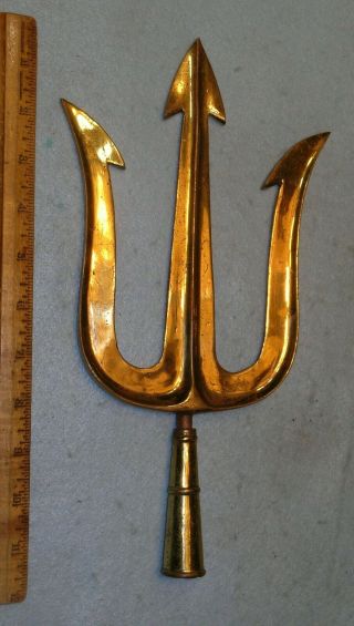 Vintage Brass Masonic Trident Pole Topper 6.  25” X 11.  5” Mc Lilley