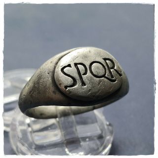 S.  P.  Q.  R Ancient Silver Roman Ring Ii 11,  73g