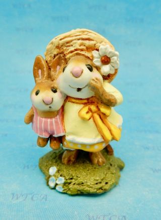 Wee Forest Folk Miss Daisy,  Wff M - 182,  Yellow W/pink Bunny,  Retired 2011