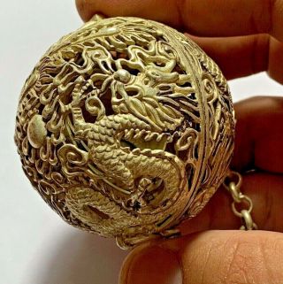 Late Medieval Chinese Silver Censer Globe Travelling Censer Incense Burner