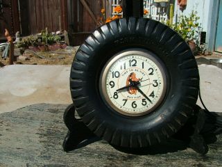 Vintage Fisk Tire Advertising Clock " Time To Retire Buy Fisk "