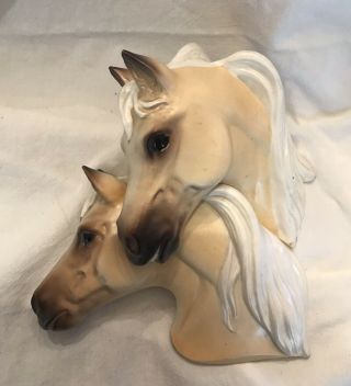 Norcrest Double Horse Head Wall Hanging Palomino Mare Stallion 1950 - 60s