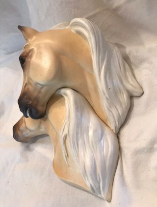 Norcrest Double Horse Head Wall Hanging Palomino Mare Stallion 1950 - 60s 3