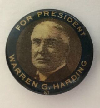 1920 Warren G.  Harding For President Campaign Button
