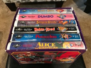Vintage Walt Disney 6 Vhs Black Diamond Box Set The Classics Dumbo,