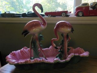 Vintage 3 Pc Set Pink Flamingos & Wading Pool Maddux Of Califonia Vgc Large