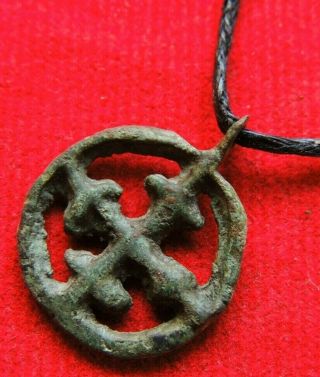 Ancient bronze small Viking pendant 10 - 12 century 2