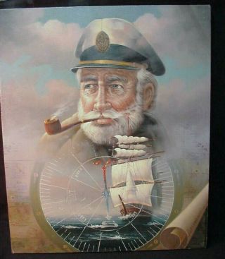 Vintage Sea Captain Oil Painting By Yoo Choong Yeul Signed Y.  Hofman 24 " By 20 "