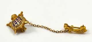 Vintage Demolay Gold Masonic Youth Sword Guard Lapel Pin With Seed Pearls