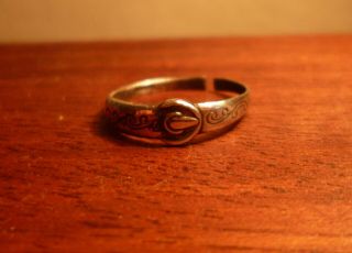 Antique Solid Silver Buckle Ring With Engravings - Edwardian - Metal Detecting Find