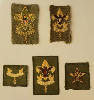 5 Vintage Bsa Boy Scout Rank Patches
