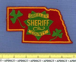 Greeley County Sheriff Nebraska Police Patch State Shape Irish Clover Lucky