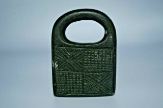 Lovely Old Green Jasper Stone Bactrian Lock Pendant From Afghanistan