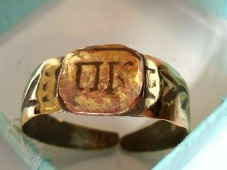 Very Rare,  Detector Find & Polished,  1300 - 1500 A.  D Medieval Ring With Letters 