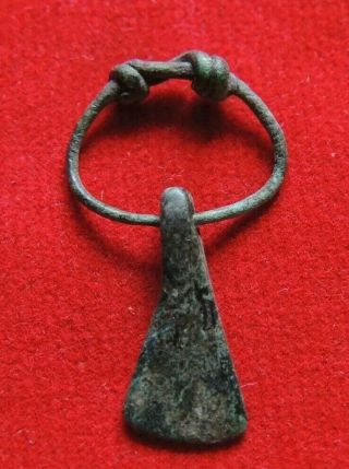 Ancient Bronze Roman Amulet Ax Ring