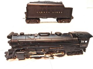 Vintage Lionel 665 Lionel Lines Steam Locomotive With 6466wx Whistle Tender - -