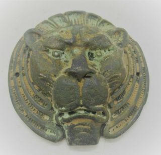 European Finds Ancient Roman Bronze Military Mount Legionary Lion Head