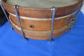 Antique 1920 ' s Seiberling Lucas Wood Snare Drum w/ Leedy Case Portland,  OR vtg 3