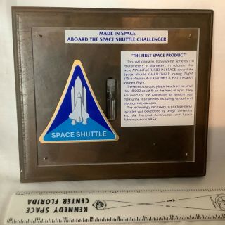 Rare Nasa Space Shuttle Challenger Specimen Polystyrene Spheres Plaque