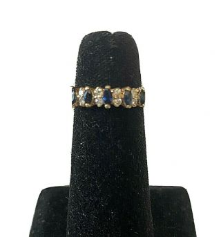 Vintage 1/2ct Natural Sapphire And Diamond Ring Band 14k Yellow Gold,  5 3/4,  Pre