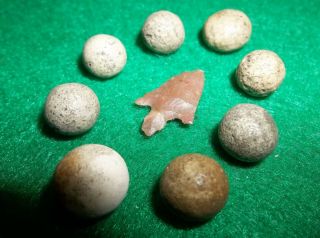 Game Stone Prehistoric Marbles Red Flint Arrowhead Authentic Gem Point