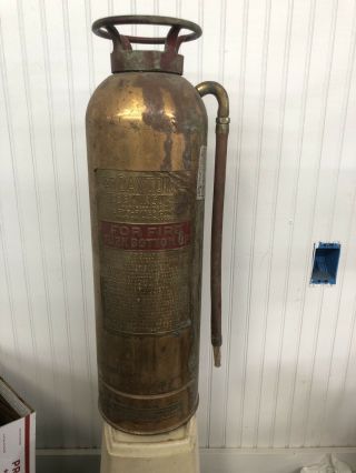 Antique Copper Brass Fire Extinguisher Fyr - Fyter Dayton Ohio Complete
