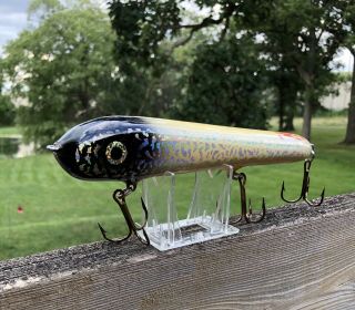 Hughes River Black / White Silver Holoform 8” Muskie Lure.  Signed “hr” ‘02