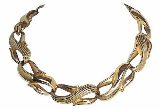 Vintage Signed Givenchy Textured & Smooth Link Runway Statement Collar Necklace