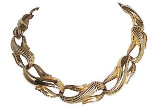 Vintage Signed Givenchy Textured & Smooth Link Runway Statement Collar Necklace 2