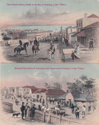 Vintage Postcard (set Of 15) " Melbourne In The 1850s " Victoria 1900s