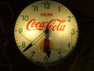 Vintage Coca Cola Pam Lighted Early Advertising Clock Sign Aged