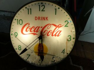 Vintage Coca Cola Pam Lighted Early Advertising Clock Sign Aged 2